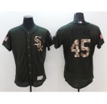 Men Chicago White Sox #45 Michael Jordan Majestic Green Salute to Service Flexbase Authentic Collection Jersey