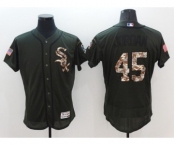 Men Chicago White Sox #45 Michael Jordan Majestic Green Salute to Service Flexbase Authentic Collection Jersey