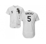 Men Chicago White Sox #5 Yolmer Sanchez White(Black Strip) Flexbase Authentic Collection Stitched MLB Jerseys