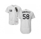 Men Chicago White Sox #58 Miguel Gonzalez White(Black Strip) Flexbase Authentic Collection Stitched MLB Jerseys