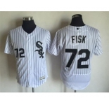 Men Chicago White Sox #72 Carlton Fisk Majestic White Flexbase Authentic Collection Player Jersey