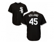 Men's Majestic Chicago White Sox #45 Derek Holland Replica Black Alternate Home Cool Base MLB Jersey