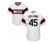Men's Majestic Chicago White Sox #45 Derek Holland Replica White 2013 Alternate Home Cool Base MLB Jersey