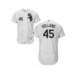 Men's Majestic Chicago White Sox #45 Derek Holland White Black Flexbase Authentic Collection MLB Jersey