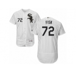 Men's Majestic Chicago White Sox #72 Carlton Fisk White Black Flexbase Authentic Collection MLB Jersey