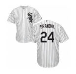 Men's White Sox #24 Yasmani Grandal White(Black Strip) New Cool Base Stitched Baseball Jersey