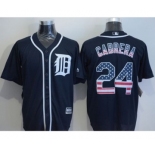 Detroit Tigers #24 Miguel Cabrera Navy Blue USA Flag Fashion Stitched Baseball Jerseys