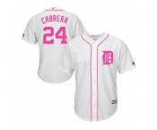 Detroit Tigers #24 Miguel Cabrera White Home 2016 Mother's Day Cool Base Jersey