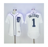 Men Detroit Tigers #1 Jose Iglesias Majestic White Flexbase Authentic Collection Player Jersey