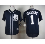 Men Detroit Tigers #1 Jose Iglesias Navy Blue 2016 Official Cool Base Jersey