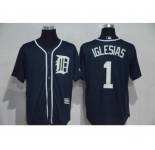 Men's Detroit Tigers #1 Jose Iglesias Blue Official Cool Base Player Jersey