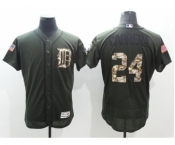 Men's Detroit Tigers #24 Miguel Cabrera Majestic Green Salute to Service Flexbase Authentic Collection Jersey