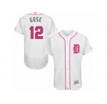 Men's Majestic Detroit Tigers #12 Anthony Gose Authentic White 2016 Mother's Day Fashion Flex Base MLB Jersey
