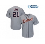 Men's Majestic Detroit Tigers #21 Mark Lowe Replica Grey Road Cool Base MLB Jersey