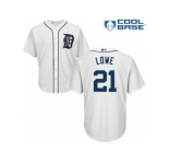 Men's Majestic Detroit Tigers #21 Mark Lowe Replica White Home Cool Base MLB Jersey