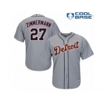Men's Majestic Detroit Tigers #27 Jordan Zimmermann Authentic Grey Road Cool Base MLB Jersey