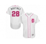 Men's Majestic Detroit Tigers #28 J. D. Martinez Authentic White 2016 Mother's Day Fashion Flex Base MLB Jersey