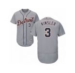 Men's Majestic Detroit Tigers #3 Ian Kinsler Grey Flexbase Authentic Collection MLB Jersey