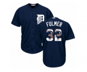 Men's Majestic Detroit Tigers #32 Michael Fulmer Authentic Navy Blue Team Logo Fashion Cool Base MLB Jersey