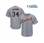 Men's Majestic Detroit Tigers #34 James McCann Replica Grey Road Cool Base MLB Jersey