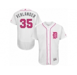 Men's Majestic Detroit Tigers #35 Justin Verlander Authentic White 2016 Mother's Day Fashion Flex Base MLB Jersey