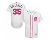 Men's Majestic Detroit Tigers #35 Justin Verlander Authentic White 2016 Mother's Day Fashion Flex Base MLB Jersey