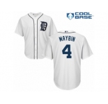 Men's Majestic Detroit Tigers #4 Cameron Maybin Replica White Home Cool Base MLB Jersey