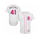 Men's Majestic Detroit Tigers #41 Victor Martinez Authentic White 2016 Mother's Day Fashion Flex Base MLB Jersey