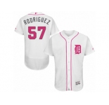 Men's Majestic Detroit Tigers #57 Francisco Rodriguez Authentic White 2016 Mother's Day Fashion Flex Base MLB Jersey