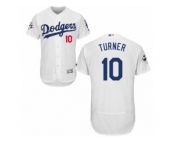 Los Angeles Dodgers #10 Justin Turner Authentic White Home 2017 World Series Bound Flex Base MLB Jersey
