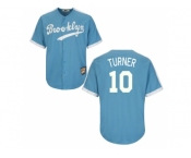 Los Angeles Dodgers #10 Justin Turner Light Blue Cooperstown Throwback Stitched Baseball Jersey