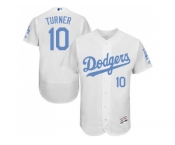 Los Angeles Dodgers #10 Justin Turner White Flexbase Authentic Collection 2016 Father's Day Stitched Baseball Jersey