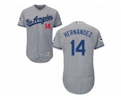 Los Angeles Dodgers #14 Enrique Hernandez Authentic Grey Road 2017 World Series Bound Flex Base MLB Jersey