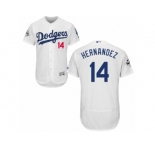 Los Angeles Dodgers #14 Enrique Hernandez Authentic White Home 2017 World Series Bound Flex Base MLB Jersey