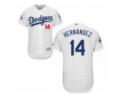 Los Angeles Dodgers #14 Enrique Hernandez Authentic White Home 2017 World Series Bound Flex Base MLB Jersey