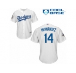 Los Angeles Dodgers #14 Enrique Hernandez Replica White Home 2017 World Series Bound Cool Base MLB Jersey