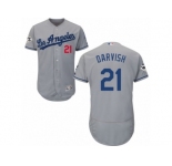 Los Angeles Dodgers #21 Yu Darvish Authentic Grey Road 2017 World Series Bound Flex Base MLB Jersey