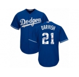 Los Angeles Dodgers #21 Yu Darvish Authentic Royal Blue Team Logo Fashion Cool Base MLB Jersey