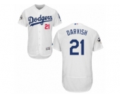 Los Angeles Dodgers #21 Yu Darvish Authentic White Home 2017 World Series Bound Flex Base MLB Jersey