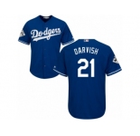 Los Angeles Dodgers #21 Yu Darvish Replica Royal Blue Alternate 2017 World Series Bound Cool Base MLB Jersey