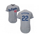 Los Angeles Dodgers #22 Clayton Kershaw Authentic Grey Road 2017 World Series Bound Flex Base MLB Jersey