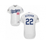 Los Angeles Dodgers #22 Clayton Kershaw Authentic White Home 2017 World Series Bound Flex Base MLB Jersey