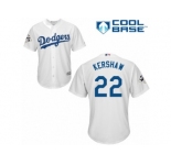 Los Angeles Dodgers #22 Clayton Kershaw Replica White Home 2017 World Series Bound Cool Base MLB Jersey