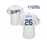 Los Angeles Dodgers #26 Chase Utley Replica White Home 2017 World Series Bound Cool Base MLB Jersey