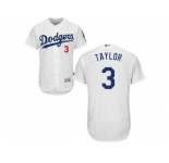 Los Angeles Dodgers #3 Chris Taylor White Flexbase Authentic Collection Stitched MLB Jersey
