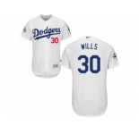 Los Angeles Dodgers #30 Maury Wills Authentic White Home 2017 World Series Bound Flex Base MLB Jersey