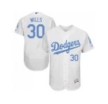 Los Angeles Dodgers #30 Maury Wills White Flexbase Authentic Collection 2016 Father's Day Stitched Baseball Jersey