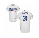 Los Angeles Dodgers #31 Mike Piazza Authentic White Home 2017 World Series Bound Flex Base MLB Jersey