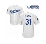 Los Angeles Dodgers #31 Mike Piazza Replica White Home 2017 World Series Bound Cool Base MLB Jersey
