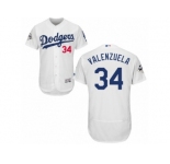Los Angeles Dodgers #34 Fernando Valenzuela Authentic White Home 2017 World Series Bound Flex Base MLB Jersey